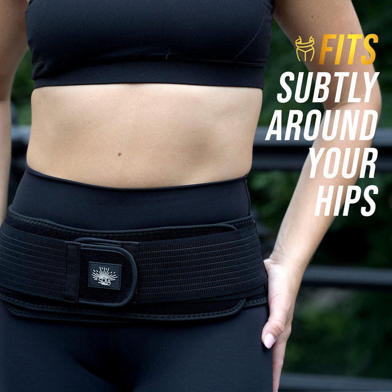 [Australia] - SOLAWELL Sacroiliac Belt - Lower Back Support to Treat Sciatica - Pain Relief for Pelvic, Lumbar, Nerve and Leg Discomfort - Posture and Pregnancy Support - Pelvis Brace to Improve Alignment - SI Joint Belt for Women and Men, Black 