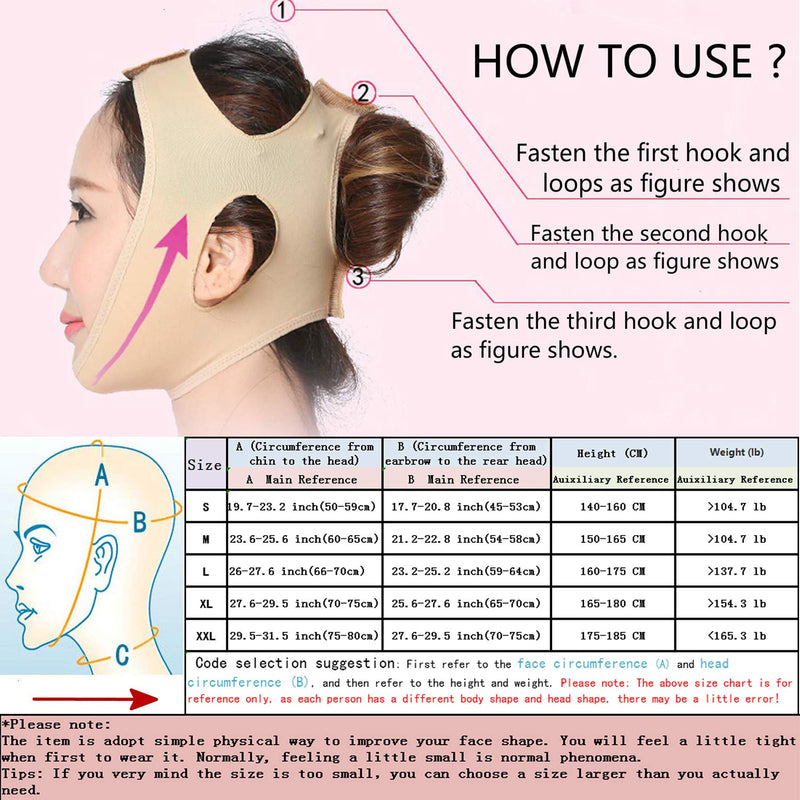 [Australia] - Face Lifting Slimming Belt, Facial Cheek V Shape Lift Up Thin Mask Strap Face V Line Smooth Breathable Bandage (M) M 