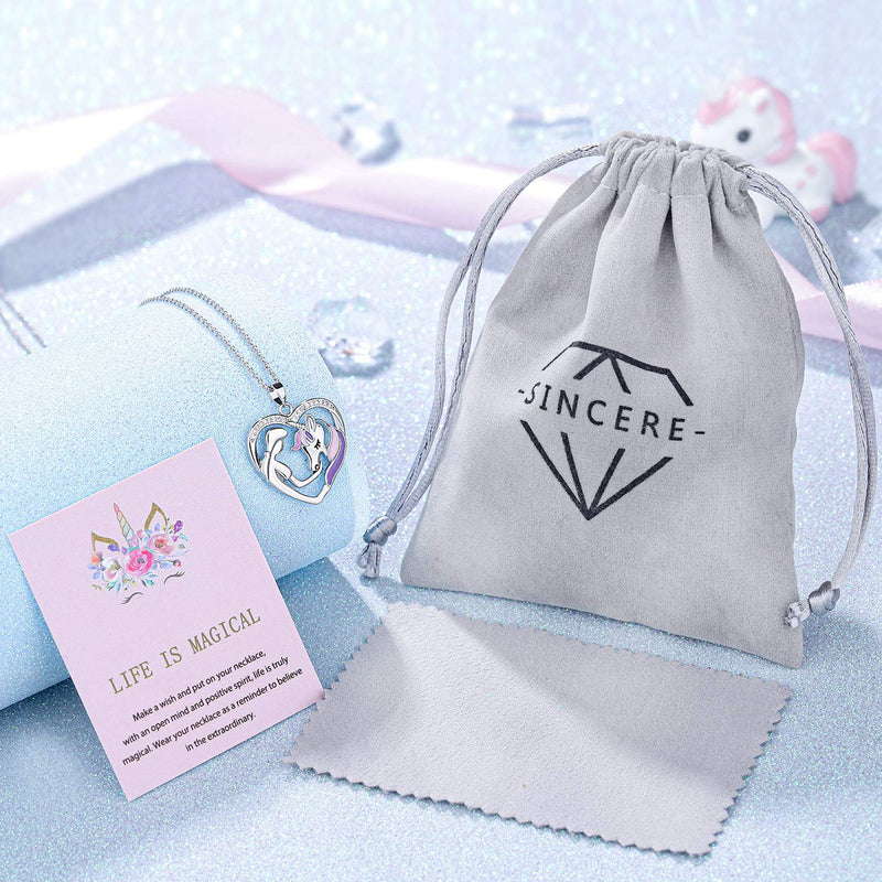 [Australia] - Silver Unicorn Necklace for Girls Hypoallergenic Rainbow Unicorn Necklace for Women Daughter Bithday Gift 