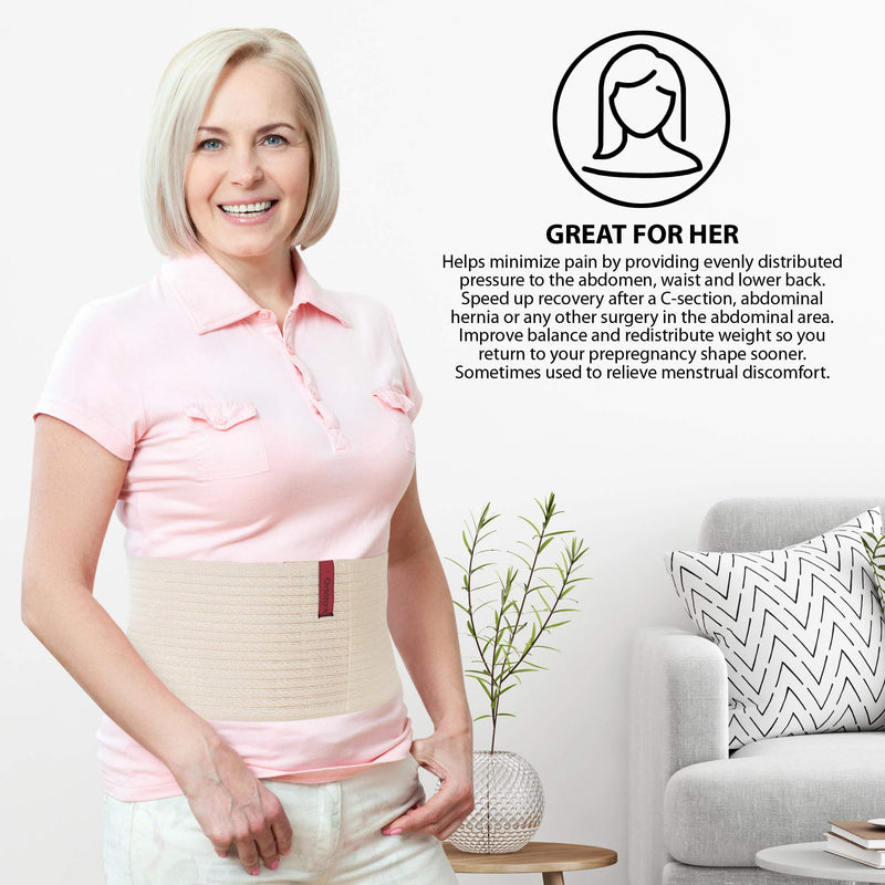[Australia] - ORTONYX 6.25" Abdominal Binder for Men and Women / Postpartum Post-operative Post-surgery Wrap / Abdomen Navel Umbilical Hernia Support Belt / 524006 Beige S/M Small/Medium (Pack of 1) 