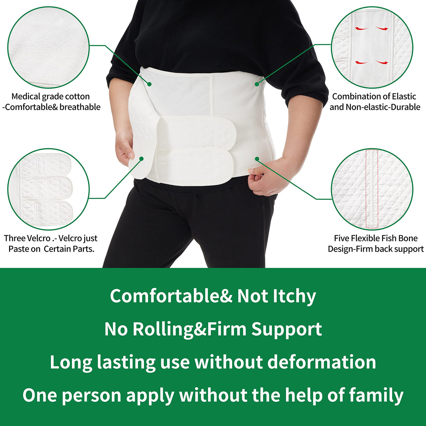 Plus Size Abdominal Binder Post Surgery tummy tuck- Belly Band for C  Section Recovery postpartum- Compression Garment +Woman Lower Waist Support  Belt- Hernia Belt For Men- Back brace for lower back (4XL)