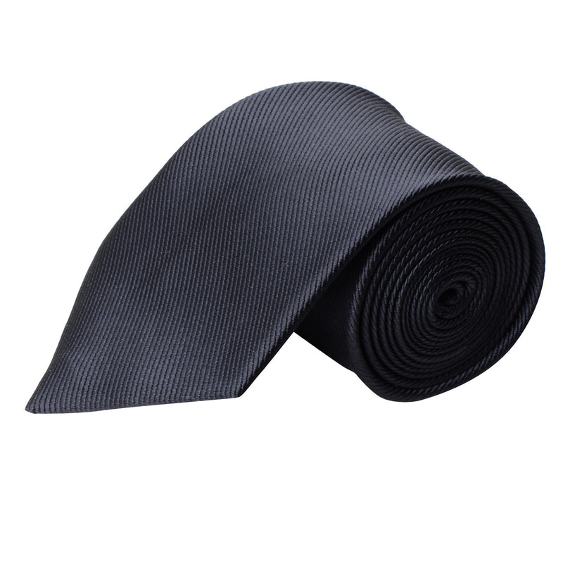 [Australia] - QBSM Mens Solid Polyester Textile Neckties Pure Color Neck Ties Black 
