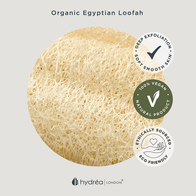 [Australia] - Hydrea London - Twin Pack Organic Egyptian Natural Loofah Face Exfoliator Pad - Double Sided Face Loofah Dry Skin Exfoliator - Eco Friendly Natural Luffa Face Scrub Sponge 10cm 