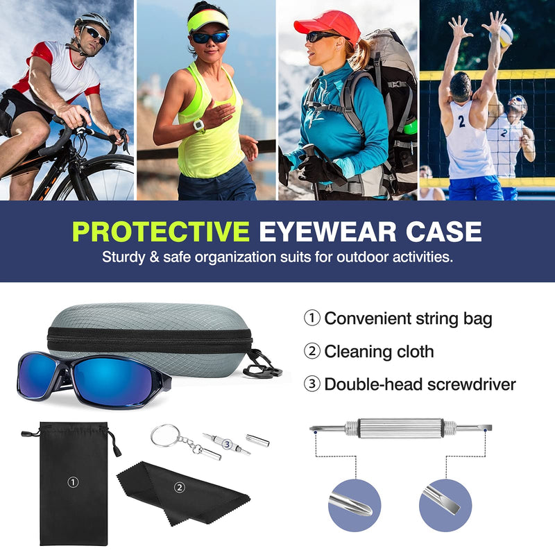 [Australia] - MoKo EVA Semi Hard Shell Sunglasses Case, Unisex Eyeglass Storage Holder with Metal Hanging Hook Grey 