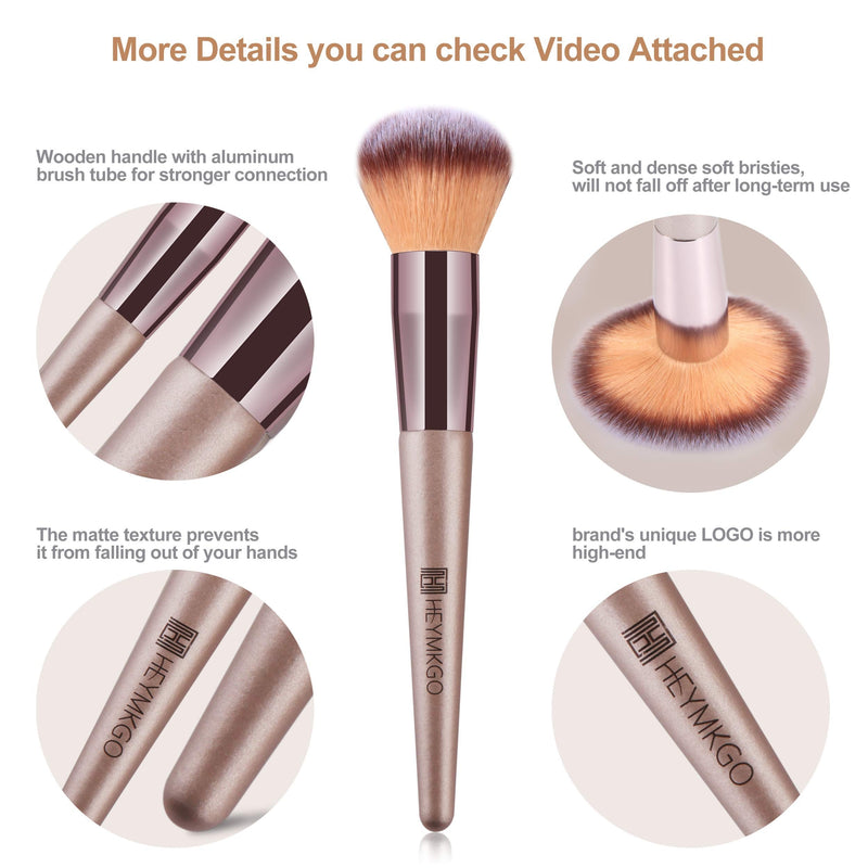 [Australia] - Makeup Brushes HEYMKGO 15PCS Champagne Gold Professional Makeup Brush Sets Foundation Brush Blending Powder Blush Concealers Eye Make Up Brush Set With PU Leather Cosmetics Bag 
