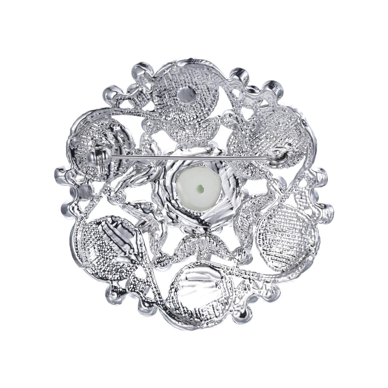 [Australia] - EVER FAITH Wedding Corsage Clear Rhinestone Crystal Simulated Pearl Leaf Flower Wedding Brooch Gold-Tone 