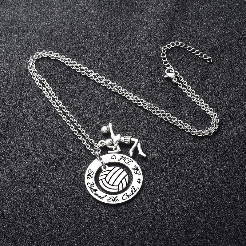 [Australia] - FY Volleyball Necklace Gifts for Girls Volleyball Players She Believed She Could So She Did 