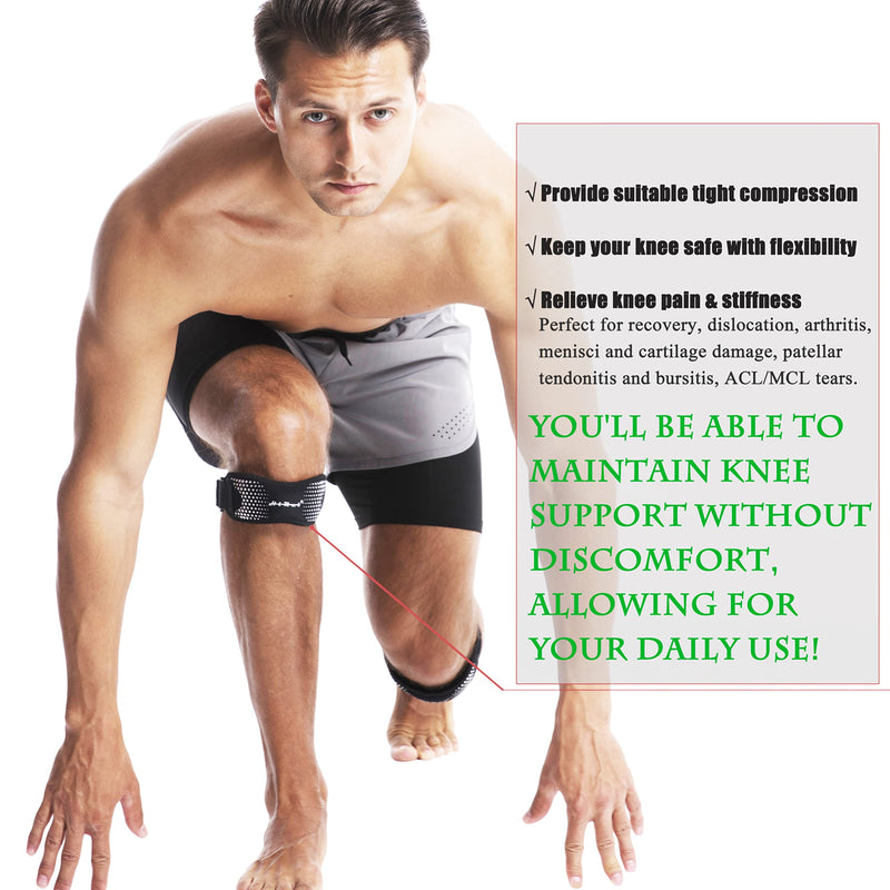 [Australia] - HiRui 2 Pack Patella Tendon Knee Straps, Knee Brace Knee Support Patellar Stabilizer for Running Hiking Tennis Jumping Arthritis Tendonitis Pain Relief, Joint & Muscles Protection-Adjustable (Gray) Gray 