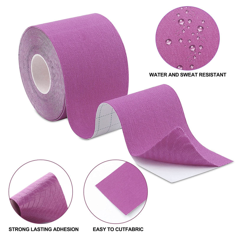 [Australia] - Kinesiology Tape (3 Uncut Roll) Kinetic Tape 16.4 ft Waterproof Athletic Sports Tape Physio Tape for Knees, Shoulder, Ankles, Elbow, Pain Relief,Joint Support (Purple) (3 Rolls) Purple 