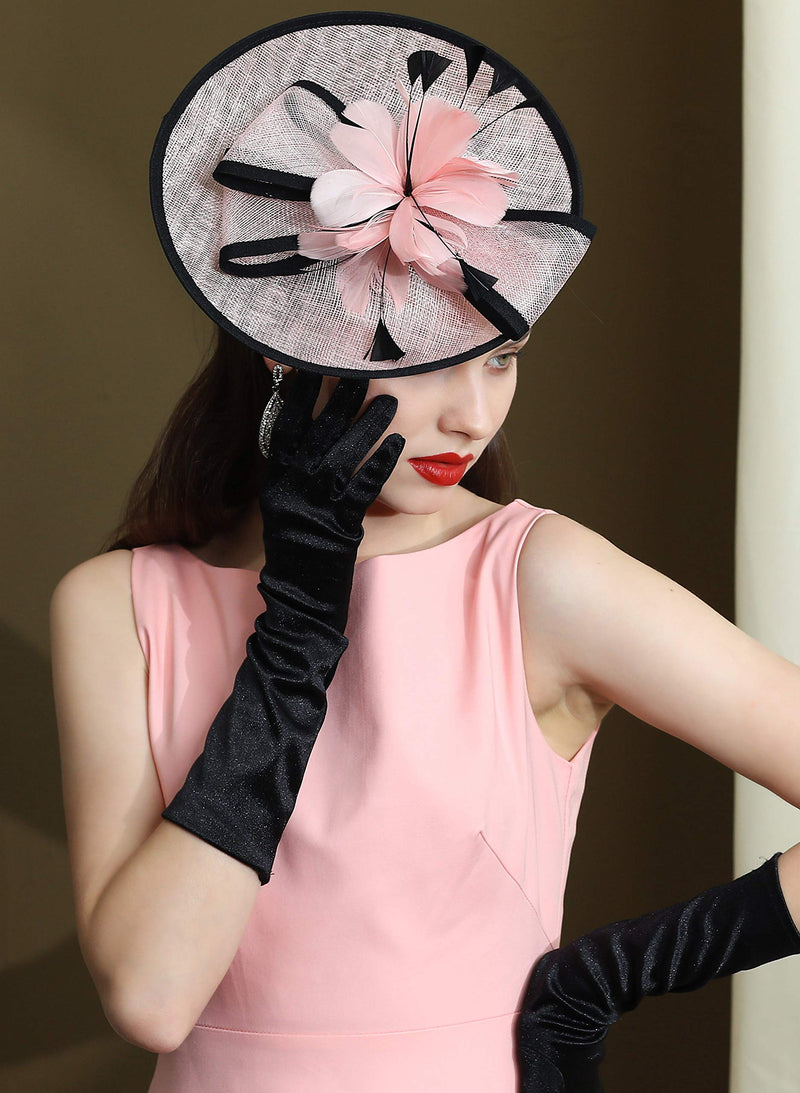 [Australia] - BABEYOND Tea Party Fascinator Kentucky Derby Hat Fascinator Cocktail Pillbox Hat Headband Pink 