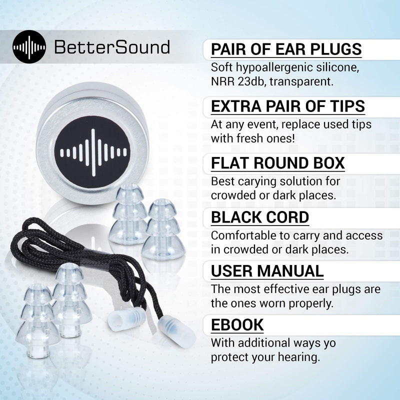 [Australia] - Musician Ear Plugs by BetterSound | High Fidelity Noise Cancelling Ear Plugs for Drummers Concerts dj Motorcycle Helmet | Tinnitus Protection Reduction Filter 