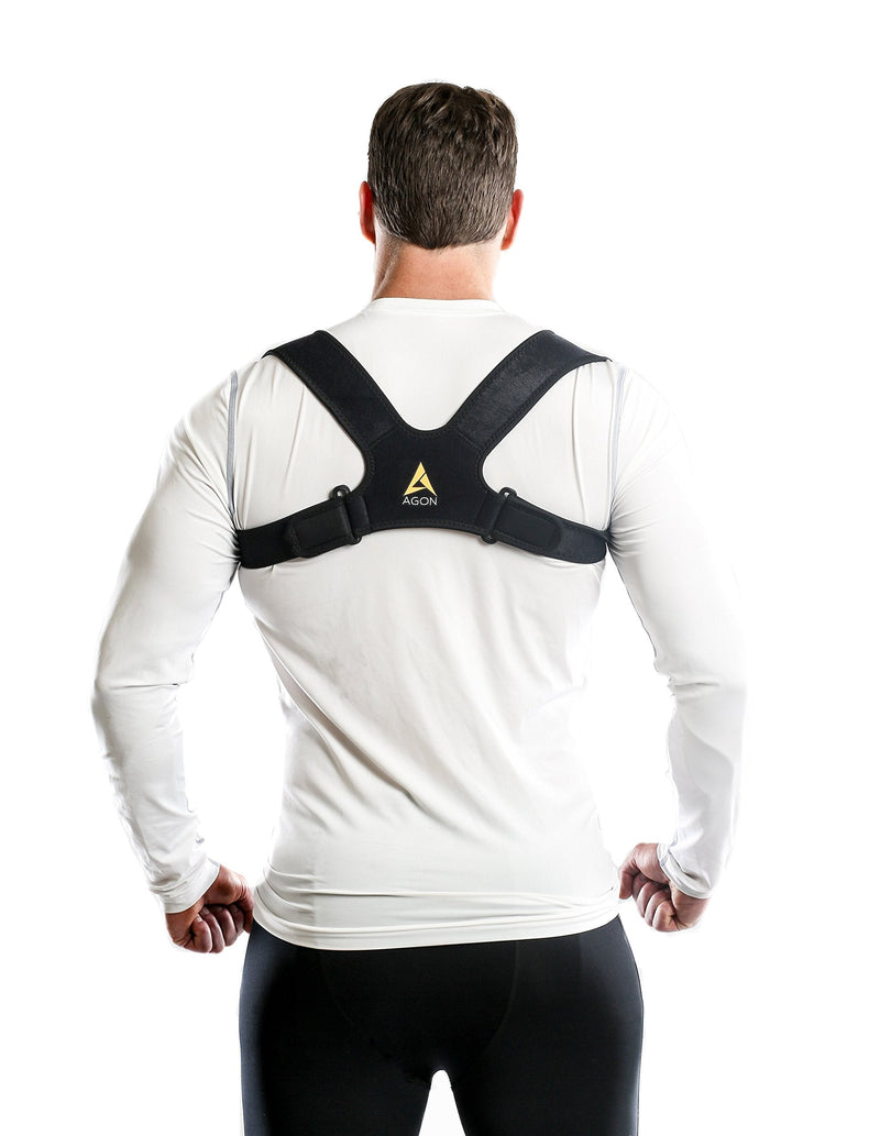 [Australia] - Agon® Posture Corrector Clavicle Brace Support Strap, Posture Brace Medical Device to Improve Bad Posture, Thoracic Kyphosis, Shoulder Alignment Upper Back Pain Relief for Men and Women S/M 