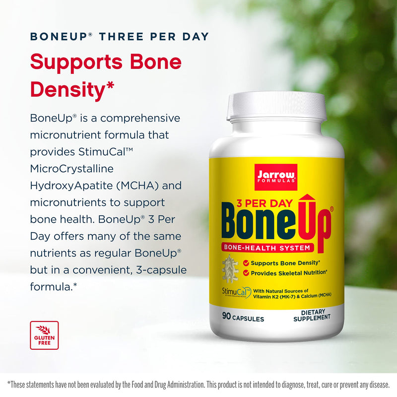 [Australia] - Jarrow Formulas BoneUp Three Per Day, Micronutrient Formula for Bone Health, Includes Natural Sources of Vitamin D3, Vitamin K2 (as MK-7) & Calcium, 30 Servings, White, 90 Count 90 Count (Pack of 1) 