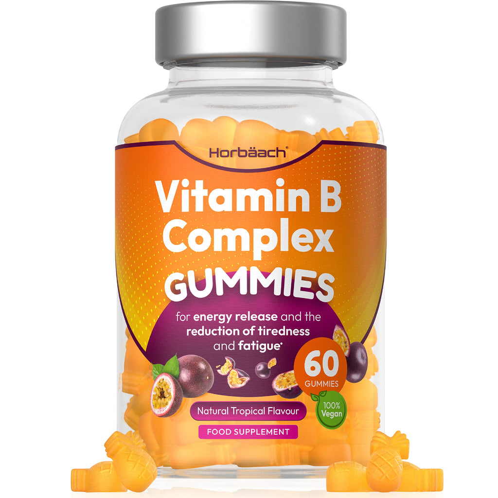 [Australia] - Vitamin B Complex Gummies | 60 Vegan Gummies - Tablet Alternative | High Strength B12, B6, B12, B2, B3, B5, Biotin, Folic Acid, Zinc and Iodine Supplement | by Horbaach 