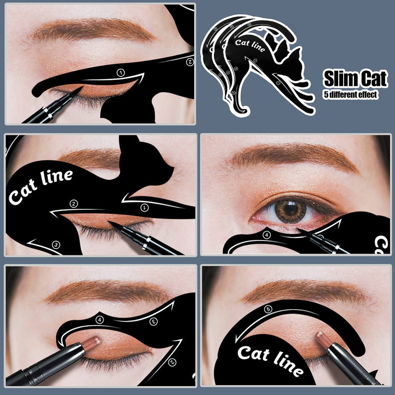 [Australia] - Eye Makeup Moulds Kit Includes Smoky Cat Eyeliner Stencil Pads, Eyebrow Applicators Template Plate, Eyeshadow Stencil Stickies, Quick Makeup Tool for Beginners 