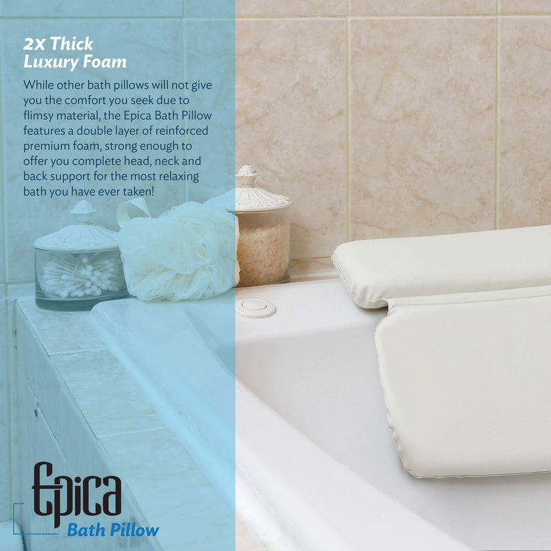 [Australia] - Epica 2X-Thick Luxury Spa Bath Pillow, SuperGrip Suction Cups … (Rectangle) Rectangle 