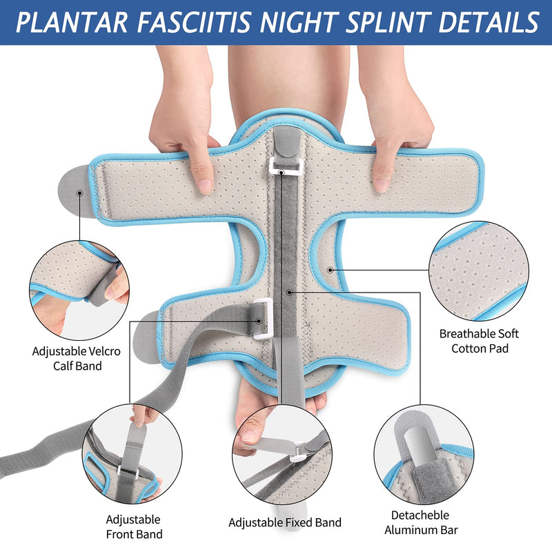 [Australia] - 2021 Upgraded Version Plantar Fascitis Night Splint, Adjustable Night Splint for Plantar Fasciitis, Ankle Foot Drop Brace, Arch Foot Pain, Achilles Tendonitis Support with Massage Ball and Bandage 