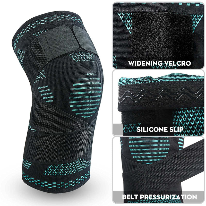 [Australia] - TOOWOOT Knee Brace Compression Knee Sleeve with Strap for Arthritis Pain and Support, Running, Basketball, MCL, Jogging for Men and Women Medium 