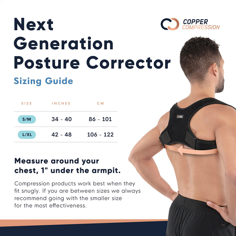 [Australia] - Copper Compression Posture Corrector for Men and Women - Copper Infused Upper Back Spine, Neck, Shoulder & Clavicle Support Brace - Adjustable & Breathable for Bad Posture, Slumping, Pain Relief Small/Medium (Pack of 1) 