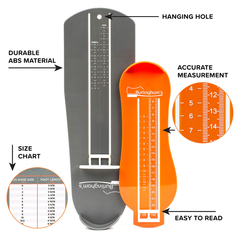 [Australia] - Burlingham's Shoe Size Measuring Devices For Adults and Kids - Accurate, Easy To Use Foot Measuring Device Set - Never Order The Wrong Size Shoes Again With This Shoe Sizer Tool - 2 Pack 