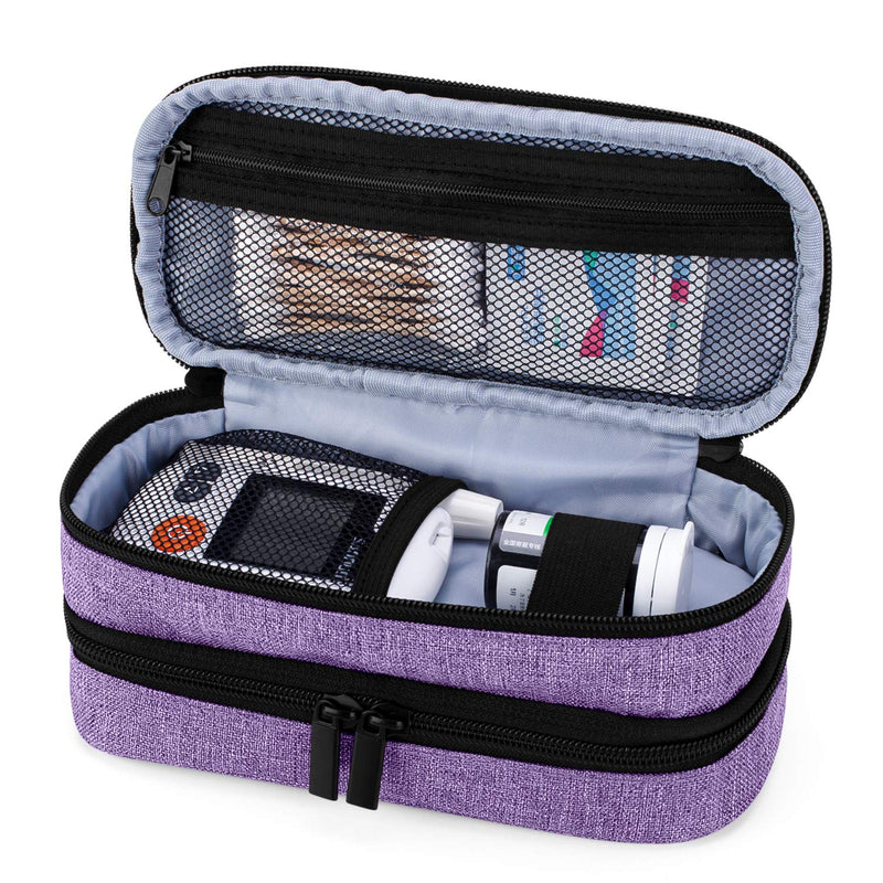 [Australia] - Yarwo Insulin Cooler Travel Case, Double-Layer Diabetic Travel Case with 2 Ice Packs, Diabetic Supplies Organizer for Insulin Pens, Blood Glucose Monitors or Other Diabetes Care Accessories, Purple 