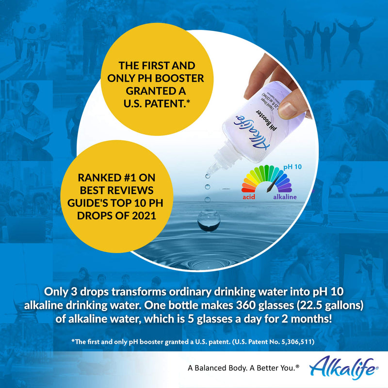 [Australia] - Alkalife pH Booster Drops | The First Patented Alkaline Water Booster to Neutralize Acid & Balance pH for Immune Support, Peak Performance, Detox, Overall Wellness, and Reduced Inflammation – 1.25oz 