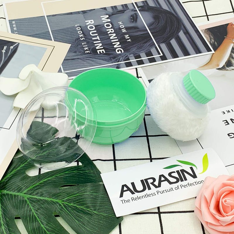[Australia] - Storage Body Powder Container, Large 3.5" Fluffy Body After-bath Powder Case, Baby Care Face/Body Villus Powder Puff Box, Makeup Cosmetic Talcum Powder Container with Hand Holder (Green) 3.15 Inch Storage Type Green 