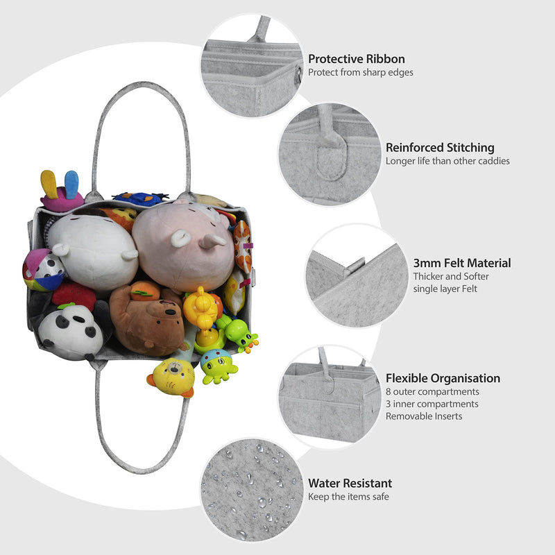 [Australia] - Fasin Baby Nappy Caddy Organiser – 3 MM felt Diaper Caddy with Zipper Pocket, Adjustable Compartments, and 2 Shoulder straps to store All Nursery Accessories. Baby Essentials for Newborn Baby Gifts. 