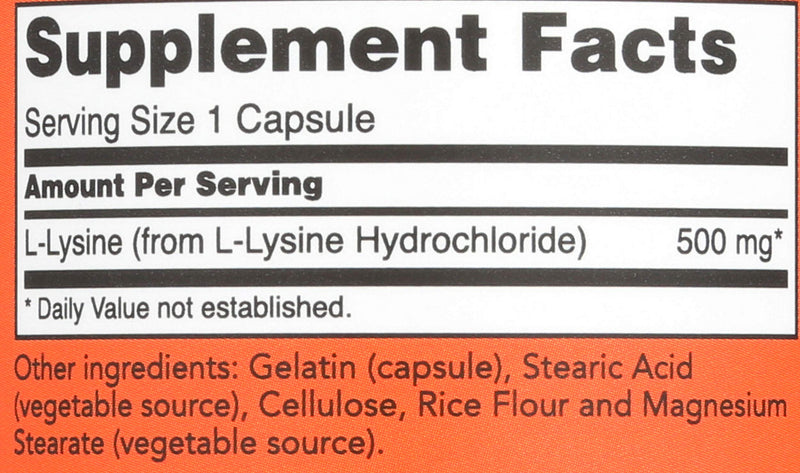 [Australia] - NOW Supplements, L-Lysine (L-Lysine Hydrochloride) 500 mg, Amino Acid, 100 Tablets 