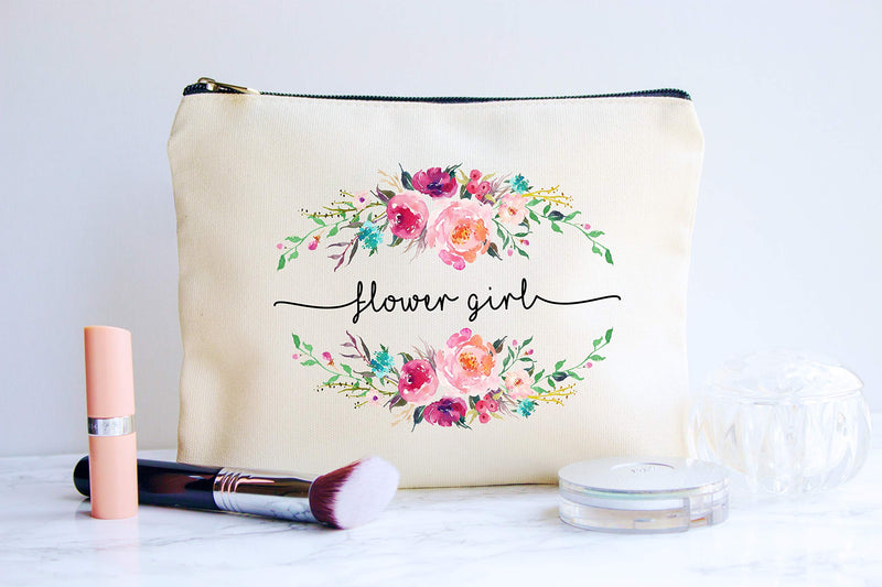 [Australia] - Flower Girl Makeup Bag, Flower Girl Gift, Bridal Party Favor, Cosmetic Pouch, Wedding Party Gift, Gift from Bride 