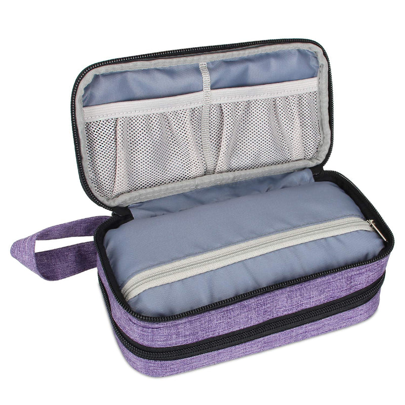 [Australia] - Luxja Essential Oil Carrying Case - Holds 12 Bottles (5ml-15ml, Also Fits for Roller Bottles), Portable Double-Layer Organizer for Essential Oil and Accessories, Purple 