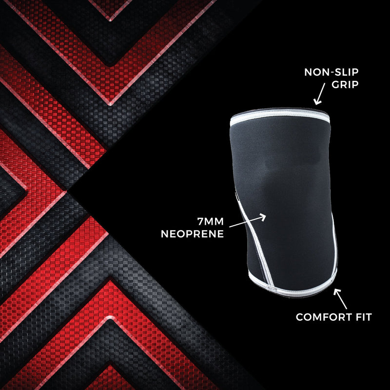 [Australia] - Knee Sleeves (1 Pair) 7mm Neoprene Thick Compression Knee Brace Support for Weightlifting, Powerlifting, Squatting & Cross Fit Training Fitness for Women and Men Black MED 