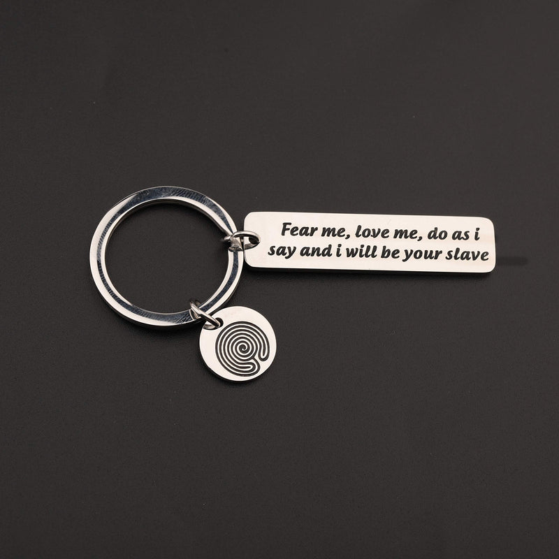 [Australia] - TIIMG David Bowie Lyrics Labyrinth Movie Inspired Gift Fear Me Love Me Do As I Say and I Will Be Your Slave Keychain Gift for Boyfriend Husband Girlfriend fear me keychain 