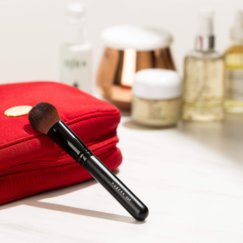 [Australia] - Face Powder Blush Brush, KUBERA Made in the USA | Small Pointed Face Makeup Brush | 100% Synthetic Hair | Vegan | Cruelty-Free | Precision Application Powder Makeup Brush | Blending Brush 