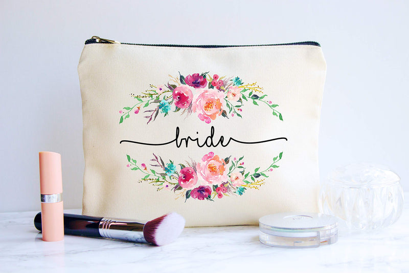 [Australia] - Bride Makeup Bag, Bride Gift, Bride Cosmetic Bag, Engagement Gift, Bride Makeup Zipper Pouch, Bridal Shower, Engagement Gift 