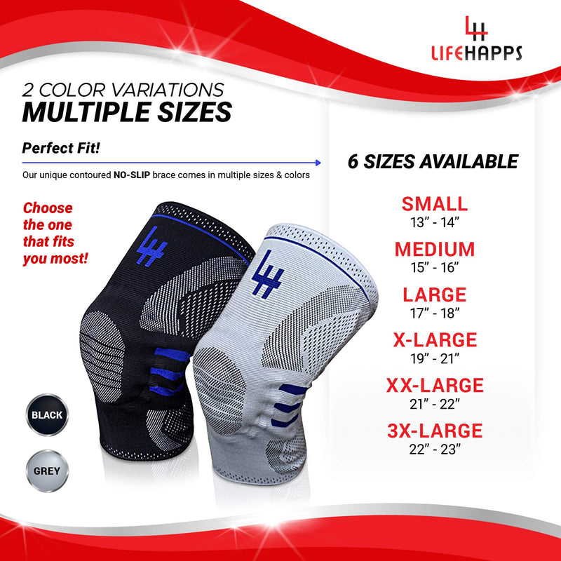 [Australia] - Active Relief Knee Brace by Lifehapps - Patella Knee Support Compression Sleeve with Side Stabilizers for Arthritis Joint Pain, Meniscus Tears, ACL, MCL Injuries, Exercise, Running Medium Black 