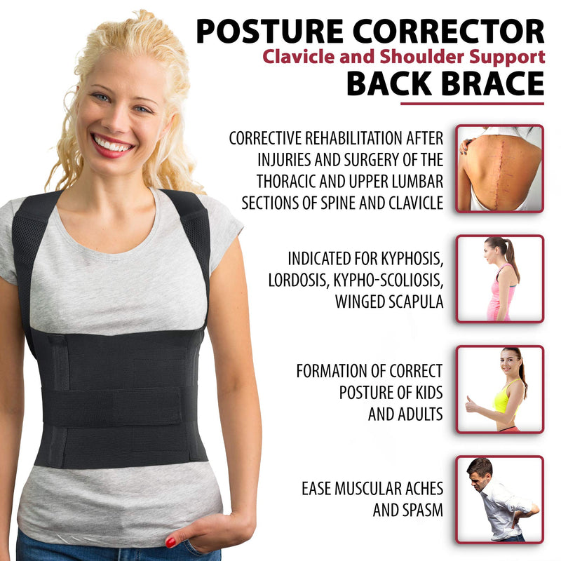 [Australia] - ORTONYX Comfort Posture Corrector Clavicle and Shoulder Support Back Brace, Fully Adjustable for Men and Women/656A-Small Small (Pack of 1) Black 
