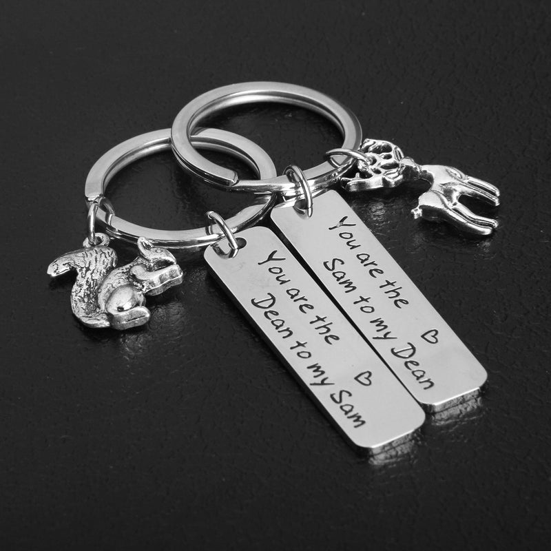 [Australia] - Lywjyb Birdgot Moose and Squirrel Keychain Set You are The Dean to My Sam SPN Fan Gift Best Friend Keychain Set Friendship Gift Dean Sam Set 