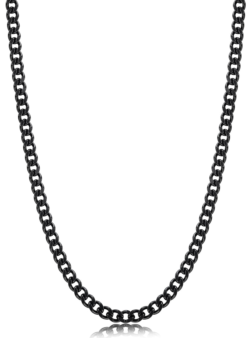 [Australia] - FIBO STEEL 3.5-6mm Stainless Steel Mens Womens Necklace Curb Link Chain, 16-30 inches 16.0 Inches Black 3.5mm 