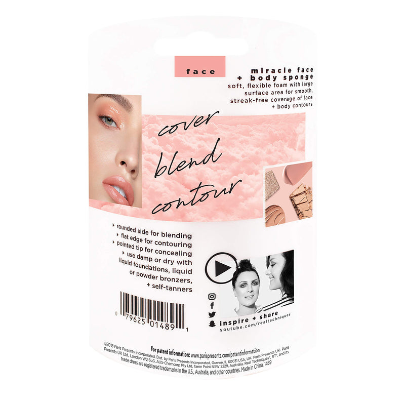 [Australia] - Real Techniques Cruelty Free Miracle Body Complexion Sponge, Ideal for Highlighters, Bronzers, & Body Makeup, for Streak Free, Precise Makeup Application 