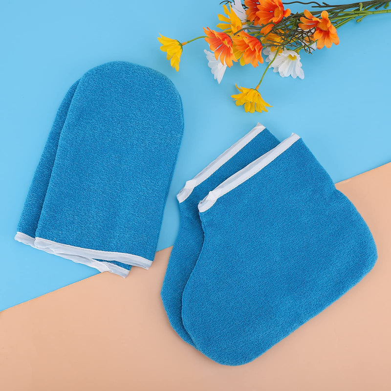 [Australia] - Paraffin Wax Gloves & Booties, Segbeauty Paraffin Heated SPA Mittens Foot Liners, Gloves & Socks for Hot Wax Hand Therapy Thermal Treatment Home DIY SPA Therabath Wax Warmer Paraffin Wax Machine Blue Thin 