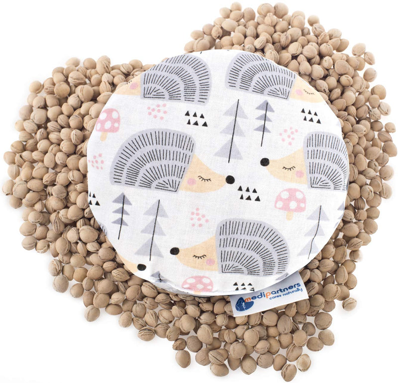 [Australia] - Medi Partners Cherry Stone Cushion Heat Pillow for Babies 180g Round 15cm Eco Natural 100% Cotton Heat and Cold Therapy Massage Therapy (Hedgehogs) Hedgehogs 