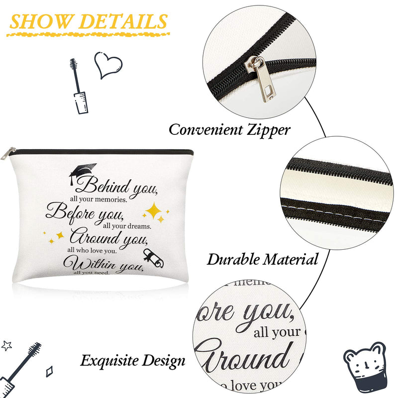 [Australia] - 2 Pieces Graduation Gifts Makeup Bags for Her, Behind You All Memories Before You All Your Dreams, Inspirational Gifts for Graduates, Daughter, Friends 