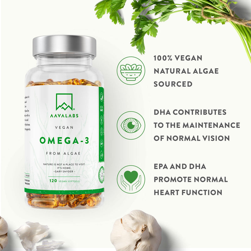 [Australia] - Premium Vegan Omega 3 High Strength [ 1100 mg ] - 600 mg DHA and 300 mg EPA per Daily dose of 4 Capsules- 120 Algae Omega 3 - with Vitamin E - from Sustainable Plant-Based Algae Oil - 1 Month Supply 