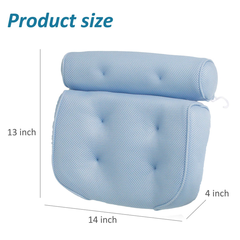 [Australia] - Bath Pillow Bathtub Spa Pillow Tub Neck Pillow Perfect Head Neck Back and Shoulder Support Fits All Bathtub, Hot Tub, Jacuzzi, Home Spa with 3D Air Mesh Technology and Non-Slip 6 Suction Cups (BLUE) BLUE 