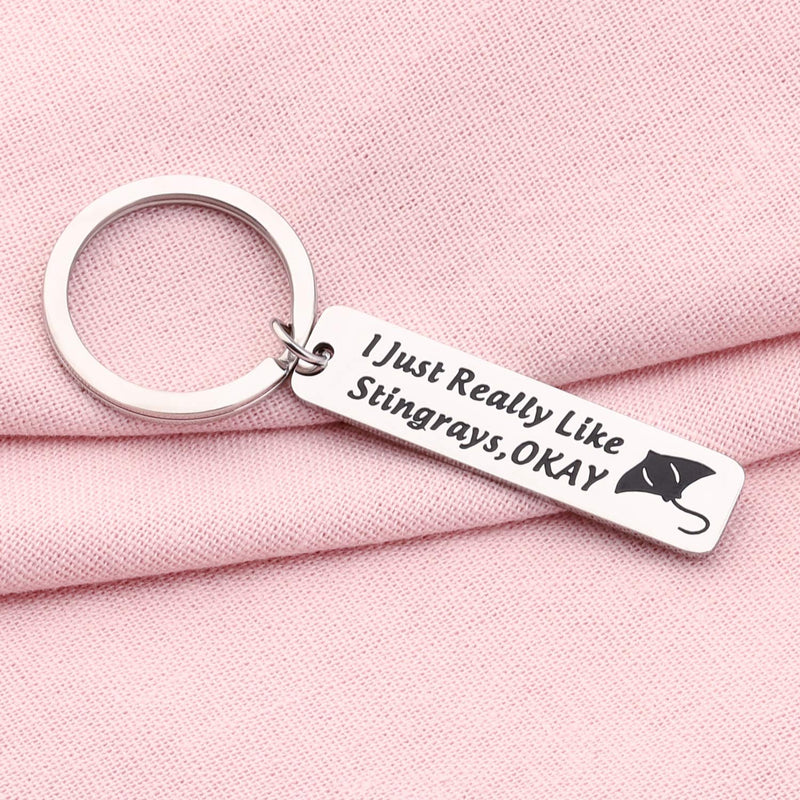 [Australia] - BEKECH Stingrays Keychain I Just Really Like Stingrays Okay Stingrays Jewelry Manta Ray Keychain Ocean Sea Jewelry Ocean Style Key Ring Gift for Stingrays Lovers stringray bar 