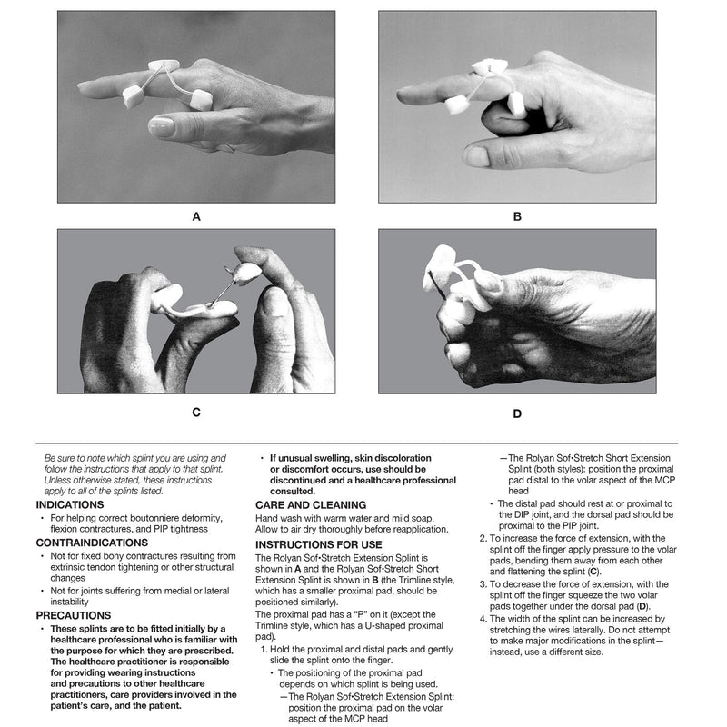 [Australia] - Rolyan - 66088 Sof-Stretch Extension Splint, Medium, Black, Finger Brace & Knuckle Immobilization Device, Recovery & Rehabilitation Aid for Edema, Joint Extension & Contractures, Support for Injured Fingers Black - 1 Pack 