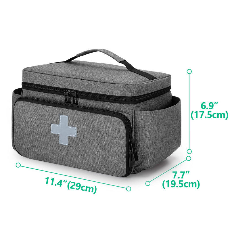 [Australia] - CURMIO Small Medicine Storage Bag Empty, Family First Aid Organiser Box for Emergency Medical Kits, Grey(Empty Bag, Patent Pending) 