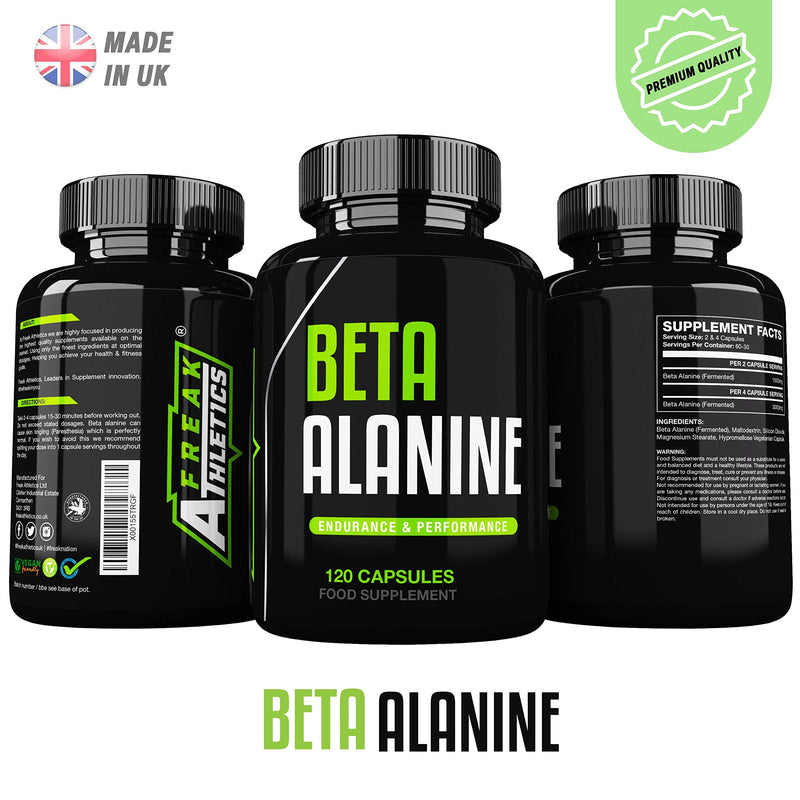 [Australia] - Beta Alanine 750mg Capsules by Freak Athletics - 120 Capsules Premium Beta Alanine Supplement UK Made Suitable for Men & Women 