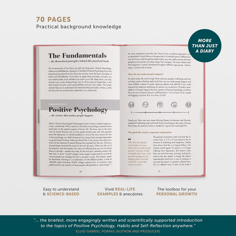 [Australia] - The 6-Minute Diary (The Original) | Gratitude Journal for Men & Women | Manifestation Journal | Daily Wellness Journal for More Mindfulness Antique Pink English 